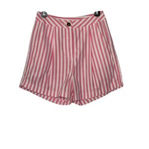 Shein pink white striped pleated shorts size 4